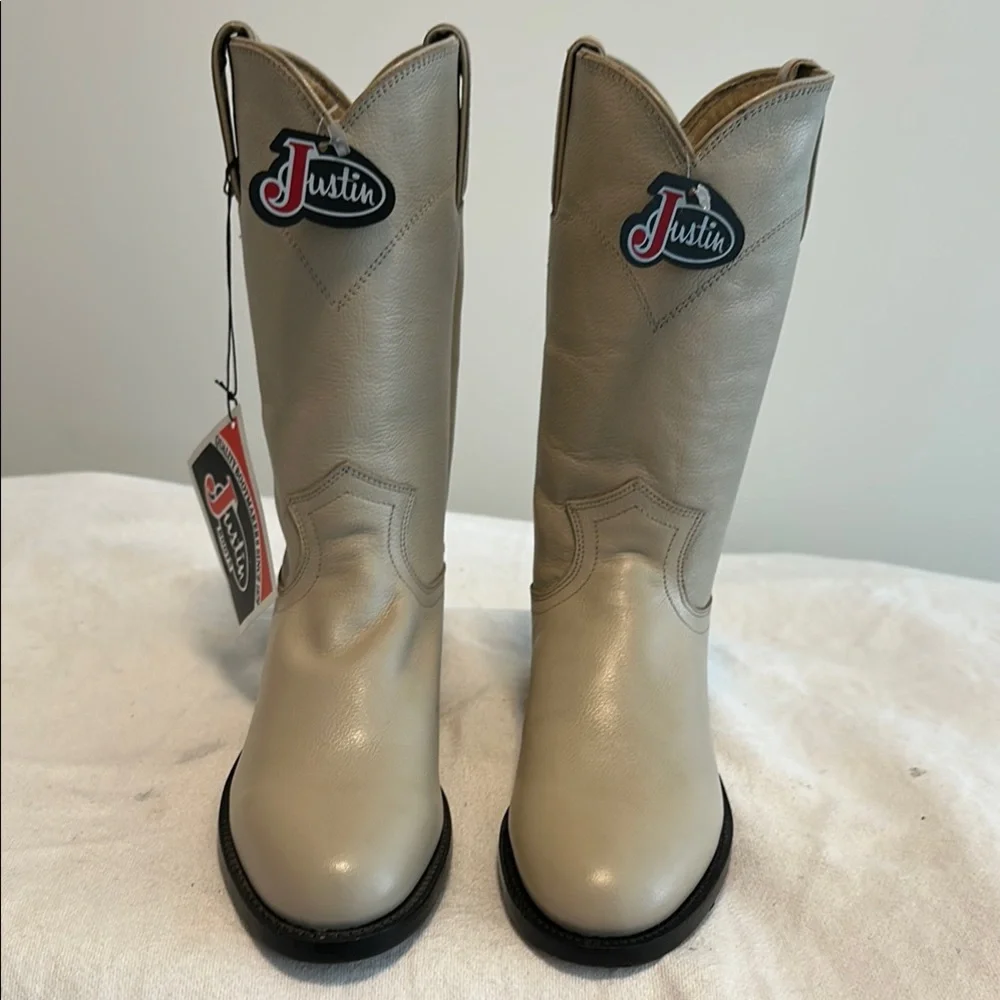 JUSTIN LEATHER COWBOY BOOTS. Womens US 5.5 B - Picture 1 of 6